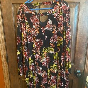 Black, red, orange and yellow keyhole dress